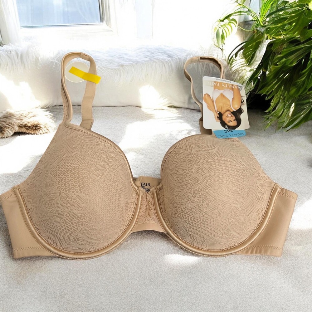 Vanity Fair Body Caress Full Coverage Underwire Bra 38C Rose Beige Lace 75336